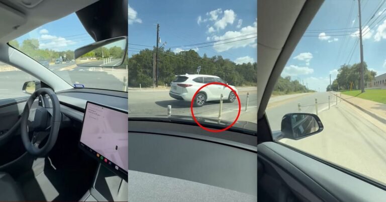 Tesla Robotaxi With No Driver Spotted Smashing Through Traffic Barriers